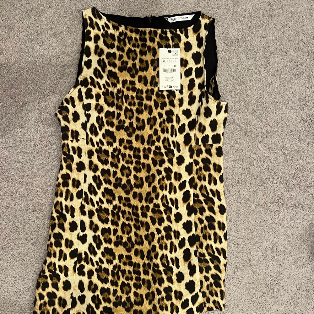 Zara Leopard Print Sleeveless MIDI Dress